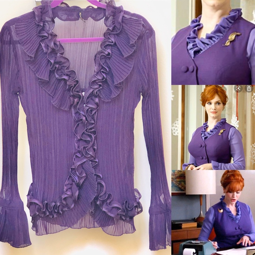 pinup Secretary Ruffled Vtg blouse S/M SOLD